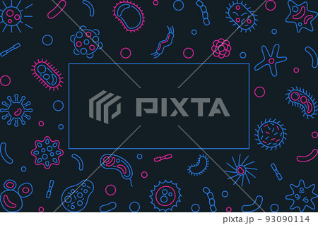 Microbiology outline creative horizontal vector frame 93090114
