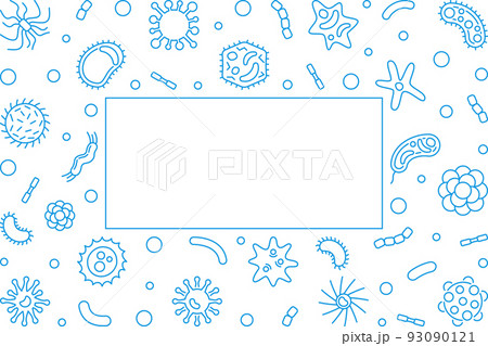 Bacteriology blue horizontal frame - vector concept illustration 93090121
