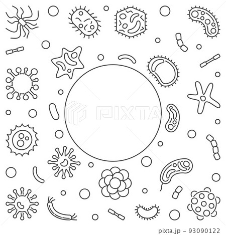 Bacteria, Viruses and Fungi square vector frame 93090122