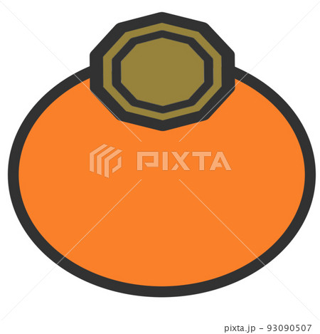 柿シンプルイラスト秋の果物カラー 93090507