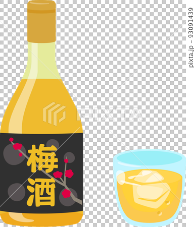 梅酒瓶和玻璃 93091439