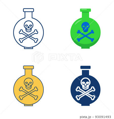 Chemical flask with poison icon set 93091493