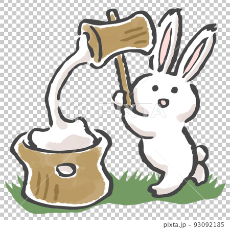 Illustration of a rabbit making mochi - Stock Illustration [93092185 ...