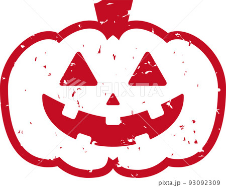 ハロウィンのかぼちゃの赤いスタンプ素材 93092309