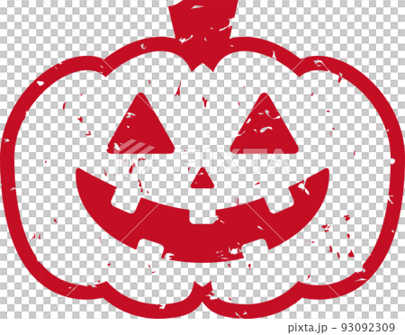 ハロウィンのかぼちゃの赤いスタンプ素材 93092309