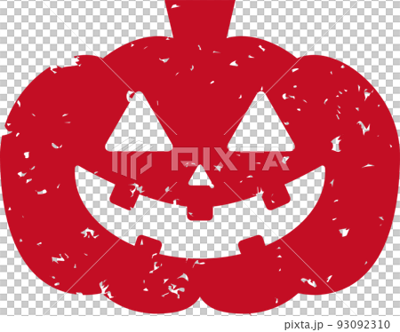 ハロウィンのかぼちゃの赤いスタンプ素材 93092310