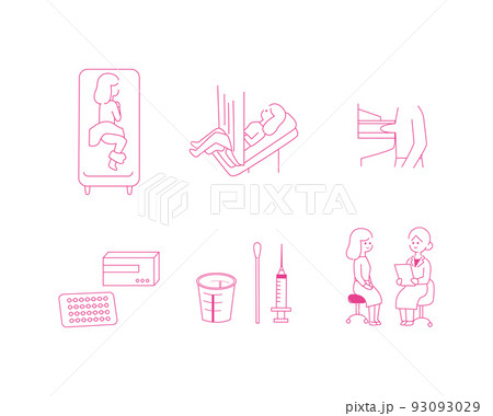 女性特有の病気に関するイラストセット 女性特有の病気に関するイラストセット 93093029