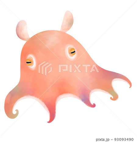 泳ぐメンダコ 水彩風イラストのイラスト素材 [93093490] - PIXTA