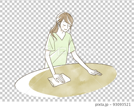 woman wiping the table 93093521