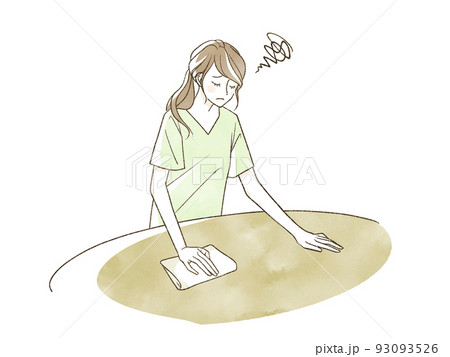 テーブルを拭いている女性 93093526