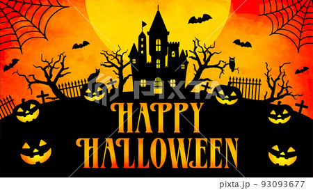 ハロウィン・ハロウィーン 横長WEBバナー テンプレートイラスト ハロウィン・ハロウィーン 横長WEBバナー テンプレートイラスト 93093677