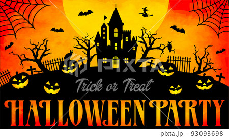 ハロウィン・ハロウィーン パーティー  横長WEBバナー テンプレートイラスト 93093698