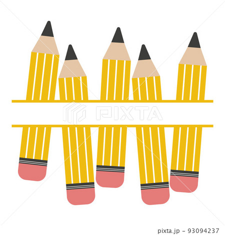 Pencil set with text frame, color vector isolated illustration 93094237