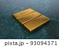 3d gold bars lie on a textured surface. Symbol of wealth and wealth 93094371