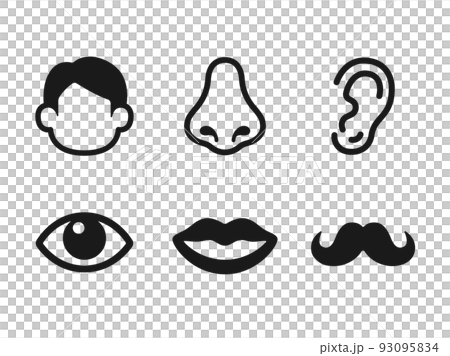 顔のパーツのアイコンセットイラスト 93095834