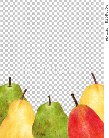 Vertical frame of pear in colored pencil drawing 93096756