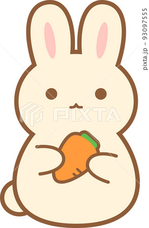 にんじんを持ったうさぎ しっぽ 白のイラスト素材 [93097555] - PIXTA