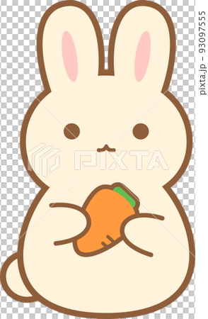 にんじんを持ったうさぎ しっぽ 白のイラスト素材 [93097555] - PIXTA