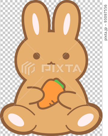 にんじんを持ったうさぎ 茶色のイラスト素材 [93097556] - PIXTA