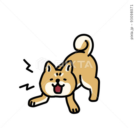 シンプルでかわいい吠える柴犬のイラストのイラスト素材