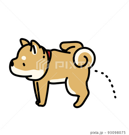 おしっこをする柴犬のシンプルでかわいいイラストのイラスト素材