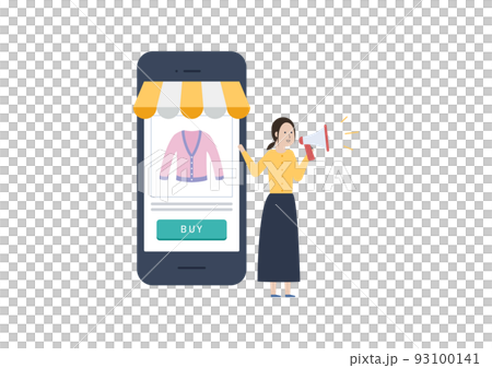 Illustration material of a female clerk at an online shop to advertise 93100141