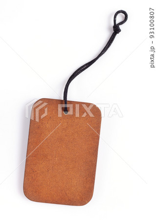 Wooden tag price isolated at white  background. Wood label 93100807