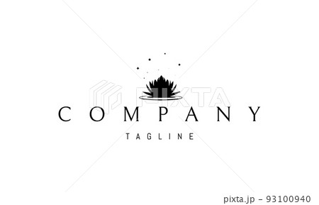 Vector logo on which an abstract image of a lotus flower on the lake. 93100940