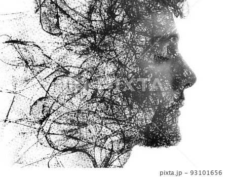 Paintography. Chaotic thought. Black and white composition Paintography. Chaotic thought. Black and white composition 93101656