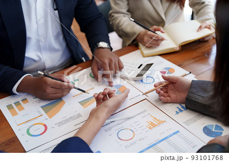 Business People Planning Strategy Analysis from Financial Paperwork Report. 93101768