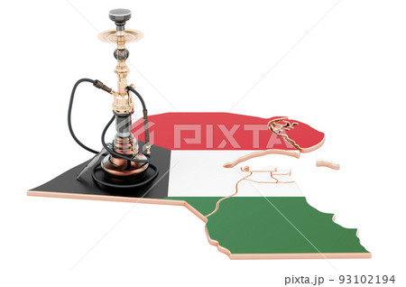 Hookan on Kuwaiti map, 3D rendering 93102194