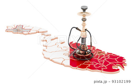 Hookan on Maltese map, 3D rendering Hookan on Maltese map, 3D rendering 93102199