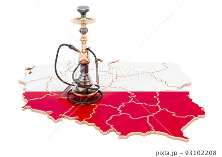 Hookan on Polish map, 3D rendering Hookan on Polish map, 3D rendering 93102208