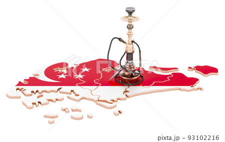 Hookan on Singaporean map, 3D rendering 93102216