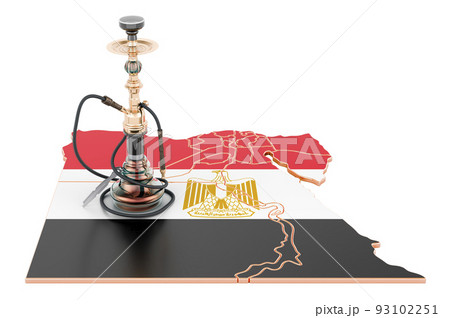 Hookan on Egyptian map, 3D rendering Hookan on Egyptian map, 3D rendering 93102251