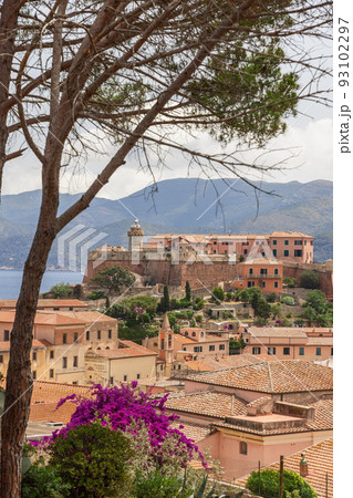Vertical shot of Forte Stella (Stella Fort) in Portoferraio Vertical shot of Forte Stella (Stella Fort) in Portoferraio 93102297