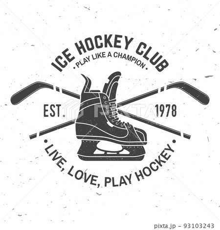Ice Hockey club logo, badge design. Concept for shirt or logo, print, stamp or tee. Winter sport. Vector illustration. Hockey championship. Ice Hockey club logo, badge design. Concept for shirt or logo, print, stamp or tee. Winter sport. Vector illustration. Hockey championship. 93103243