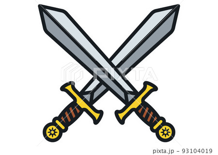 crossed swords icon. combat with melee weapons. 93104019