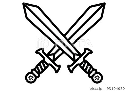 crossed swords icon. combat with melee weapons. 93104020