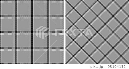 Black and white seamless plaid pattern background set. 93104152