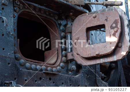 The firebox entrance of a steam locomotive The firebox entrance of a steam locomotive 93105227