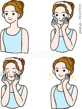 女性 人物 美容 スキンケア シンプル 上半身 イラスト素材 女性 人物 美容 スキンケア シンプル 上半身 イラスト素材 93107555