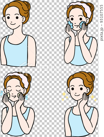 女性美容護膚簡單上身插畫素材 93107555