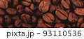Coffee lover view of roasted coffee beans for background and texture. Dumped roasted coffee beans can be used as background and texture. Photo banner. roasted coffee 93110536