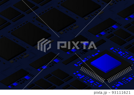 Artificial intelligence micro chip illustration. Quantum computing. PC mainboard illustration background Artificial intelligence micro chip illustration. Quantum computing. PC mainboard illustration background 93111621