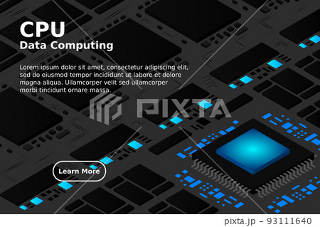 Artificial intelligence micro chip illustration. Quantum computing. PC mainboard illustration background Artificial intelligence micro chip illustration. Quantum computing. PC mainboard illustration background 93111640