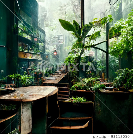 The ruined and desolate interior of the lobby...のイラスト素材 [93112050] - PIXTA