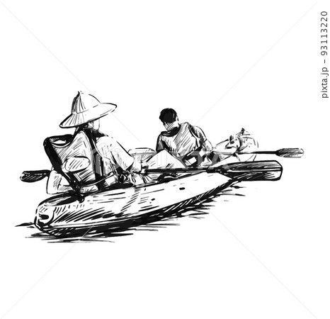 Vector Sketch of a Silhouette of a Ship and a Rowing Rowing Boat Stock  Vector - Illustration of ladder, drawing: 183920440
