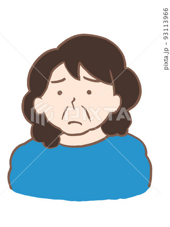 困った表情の統合失調症の女性のイラスト 困った表情の統合失調症の女性のイラスト 93113966