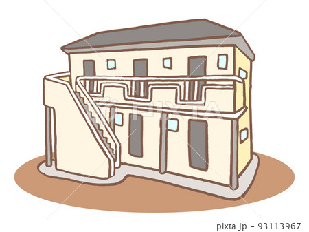2階建てアパートの手描きイラスト 2階建てアパートの手描きイラスト 93113967